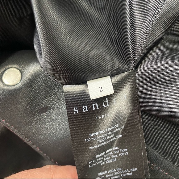 SANDRO Milla Leather Skirt mini skirt button detail women’s size 2 - Picture 3 of 7
